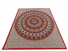Hand Block Printed Mandala Design Cotton Double Bed Sheet in Red Color Size 90x108 Inch