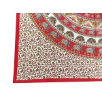 Hand Block Printed Mandala Design Cotton Double Bed Sheet in Red Color Size 90x108 Inch