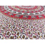 Hand Block Printed Mandala Design Cotton Double Bed Sheet in Red Color Size 90x108 Inch