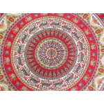 Hand Block Printed Mandala Design Cotton Double Bed Sheet in Red Color Size 90x108 Inch