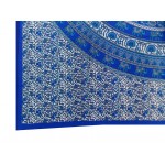 Hand Blue Printed Mandala Design Cotton Double Bed Sheet in Red Color Size 90x108 Inch