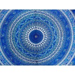 Hand Blue Printed Mandala Design Cotton Double Bed Sheet in Red Color Size 90x108 Inch