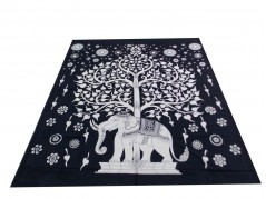 Printed Cotton Bed Sheet Elephant Design Black Color for Double Bed 90x108"