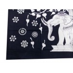 Printed Cotton Bed Sheet Elephant Design Black Color for Double Bed 90x108"