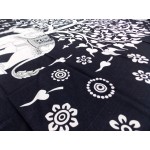 Printed Cotton Bed Sheet Elephant Design Black Color for Double Bed 90x108"