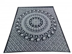  Printed Cotton Bed Sheet Mandala Design Black Color for Double Bed 90x108