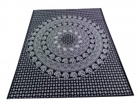 Block Print Cotton Bed Sheet Mandala Design Black Color for Double Bed 90x108"