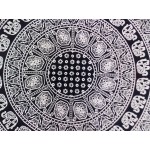 Block Print Cotton Bed Sheet Mandala Design Black Color for Double Bed 90x108"