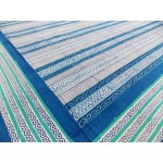 Printed Cotton Bed Sheet Strip Design Blue Color for Double Bed 90x108"