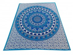 Printed Cotton Bed Sheet Mandala Design Blue Color for Double Bed 90x108"