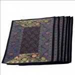 Indian Silk Table Runner with 6 Place Mats & 6 Coaster in Navy Blue Color Size 16*62