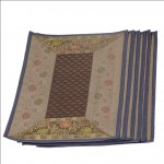 Indian Silk Table Runner with 6 Place Mats & 6 Coaster in Navy Blue Color Size 16*62