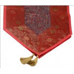 Indian Silk Table Runner with 6 Place Mats & 6 Coaster in Red Color Size 16*62