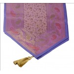 Indian Silk Table Runner with 6 Place Mats & 6 Coaster in Purple Color Size 16*62
