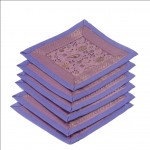 Indian Silk Table Runner with 6 Place Mats & 6 Coaster in Purple Color Size 16*62