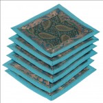 Indian Silk Table Runner with 6 Place Mats & 6 Coaster in Turquoise Color Size 16*62