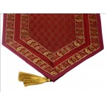 Indian Silk Table Runner with 6 Place Mats & 6 Coaster in Red Color Size 16*62