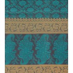 Silk Stole / Scarf Dark Turquoise Color with Golden border for unisex size 22*72