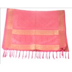 Silk Stole / Scarf Hot Pink Color with Golden Border for unisex size 22*72