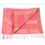 Silk Stole / Scarf Hot Pink Color with Golden Border for unisex size 22*72