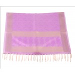 Silk Stole / Scarf in Pink color with Golden Border for unisex size 22*72