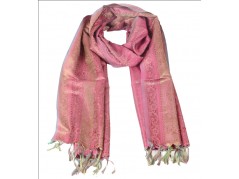 Silk Stole / Scarf in Pink color in Floral Design for unisex size 22*72