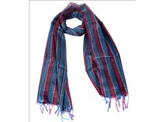 Silk Stole / Scarf in Red & Blue color Abstract Design for unisex size 22*72