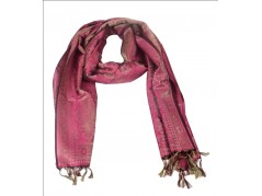 Silk Stole / Scarf in Pink color with Floral Design for unisex size 22*72