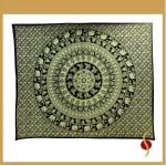 Indian Hand Block Printed Mandala Design Cotton Double Bed sheet size 90x108"