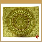 Indian Hand Block Printed Mandala Design Cotton Double Bed sheet size 90x108"