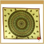 Indian Hand Block Printed Mandala Design Cotton Double Bed sheet size 90x108"