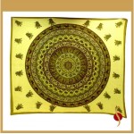 Indian Hand Block Printed Mandala Design Cotton Double Bed sheet size 90x108"