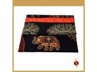 Double Bed Cover in Silk Thread Base Fabric Cotton Black Color with Red Border  Tree of life design size 90x108