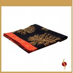 Double Bed Cover in Silk Thread Base Fabric Cotton Black Color with Red Border  Tree of life design size 90x108