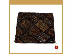 Double Bed Cover Art of Antique Patch Work Parda Design with Gold Thread Embroidery Black Color Fabric Cotton Size 90x108