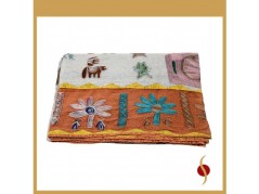 Double Bed Cover Mugal Design with Silk Thread Embroidery multicolor fabric Cotton white color size 90x108