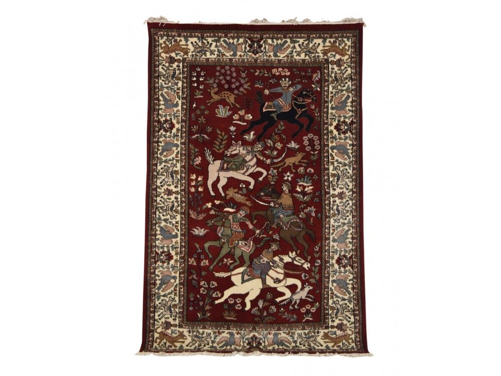 Moughal Hundting Design Hand Knotted Carpet