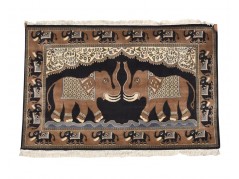Trunk up elephant Design Hand Knotted Carpet